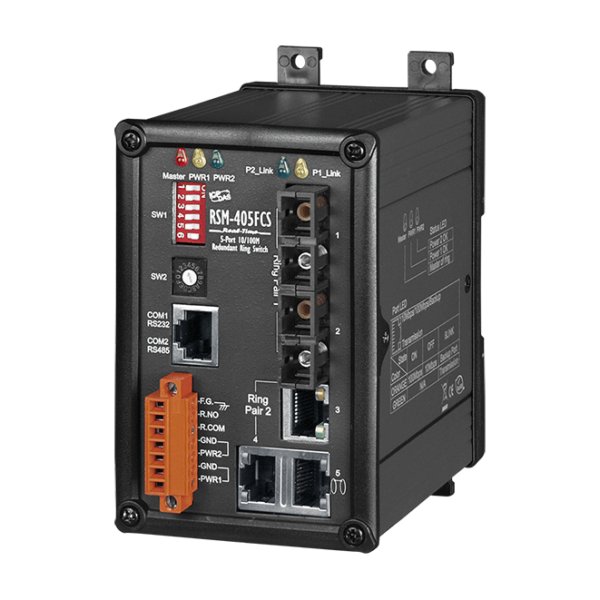 RSM-405FCS 5-Port Real-time Redundant Ring Switch with 2-Fiber Port (Multi Mode, SC Connector) with upto 30km distance