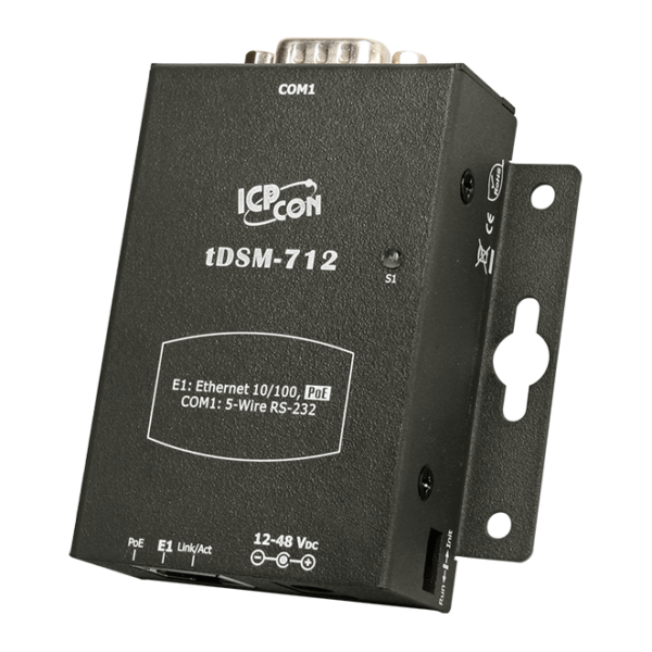 tDSM-712 Tiny (1x RS-232) Serial-to-Ethernet Device Server with PoE (Metal Case)