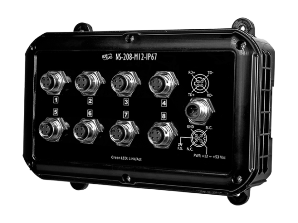 NS-208-M12-IP67 8-port M12 Unmanaged Ethernet Switch with IP67