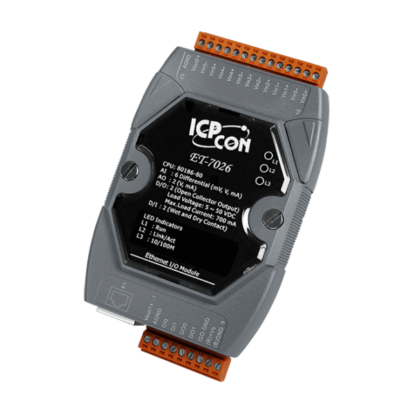 ET-7026 6-channel Analog Input, 2-channel Analog Output, 2-channel Digital Input & 2-channel Digital Output