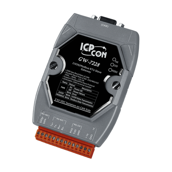 GW-7228-G J1939 to Modbus RTU Slave Gateway