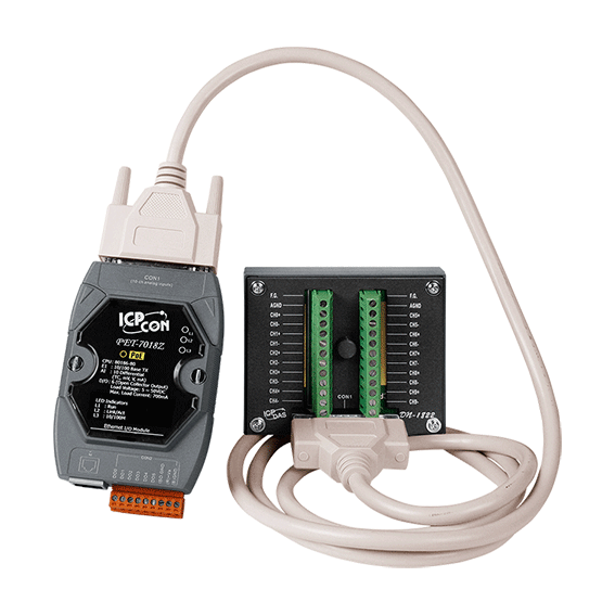 PET-7018Z/S2 10-ch Thermocouple Inputs & 6-ch DO PoE I/O Module with Daughter board & 1.8 m cable