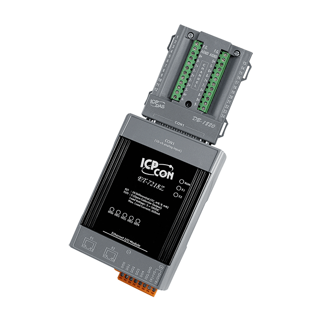 ET-7218Z/S Ethernet I/O Module with 2-port Ethernet Switch with 10-ch Thermocouple Inputs & 3-ch DO