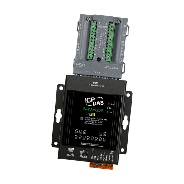 U-7519ZM/S OPC UA I/O Module with 10-ch AI, 3-ch DO, and 2-port Ethernet Switch