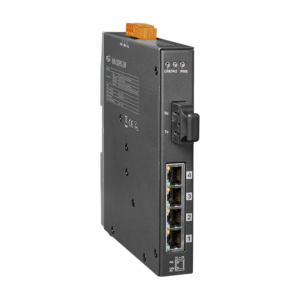 NSM-205PFC-24V  4-port 10/100 Mbps PoE (PSE) with 1 fiber port (Multi mode, SC connector) with +24 VDC Input (metal case)