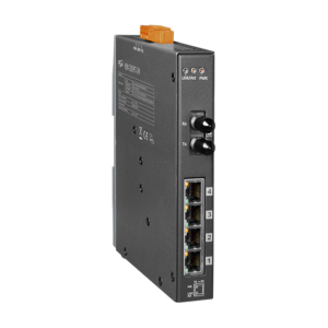 NSM-205PFT-24V 4-port 10/100 Mbps PoE (PSE) with 1 fiber port (Multi mode, ST connector) with +24 VDC Input (metal case)