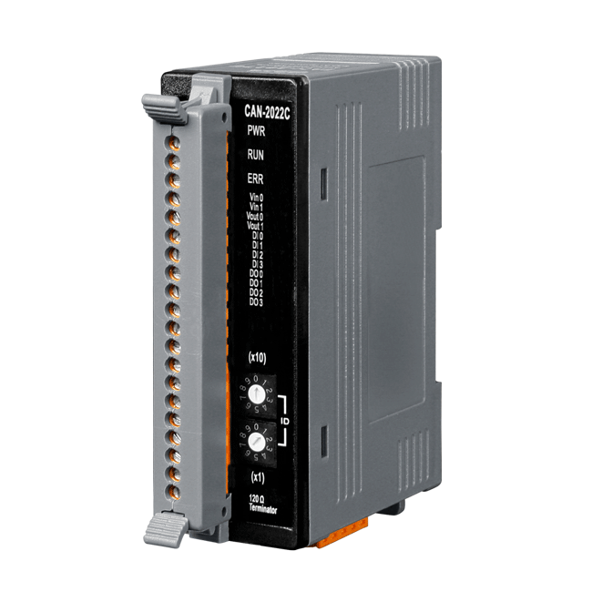 CAN-2022C CANopen Slave Module with 2-channel Isolated AI, 2-channel Isolated AO, 4-channel Isolated DI & 4-channel Isolated DO