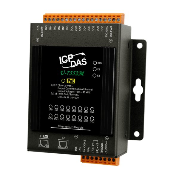 U-7552M OPC UA I/O Module with 8-channels DI, 8-channels DO and 2-port Ethernet Switch