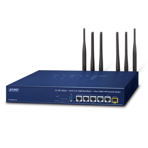 VR-300FW-NR 5G NR Cellular + Wi-Fi 6 AX 1800 Dual Band + 1-Port 1000X SFP VPN Security Router