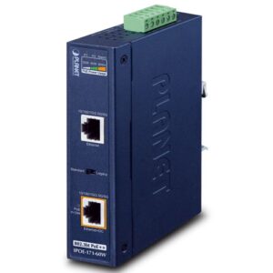 IPOE-171-60W Industrial Single-Port Multi-Gigabit 802.3bt PoE++ Injector (60 Watts, -40~75 degrees C, 48~54VDC)