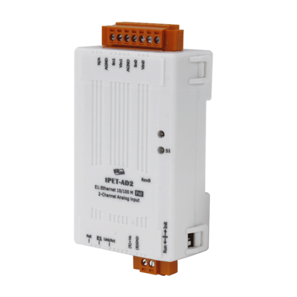 tPET-AD2 Tiny PoE Ethernet Module with Isolated 2-ch Analog Input