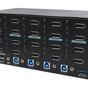 PAAG-ET3144B 4 Ports 8K Quad Monitor DisplayPort 1.4 KVM Switch with USB 3.2 Gen 2 (10 Gbps) & Hotkey Control