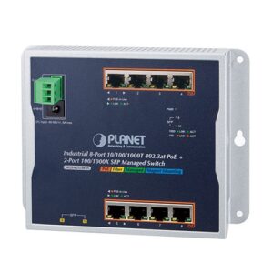 WGS-4215-8P2S Industrial 8-Port 10/100/1000T 802.3at PoE + 2-Port 100/1000X SFP Wall-mount Managed Switch (-40~75 degrees C)