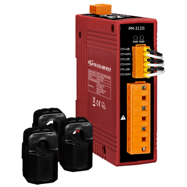 PM-3133i-100P-MTCP Modbus TCP, Isolated 3-phase power meter; includes 60A CT (Inside diameter 10 mm; wire lead 4 m) x 3