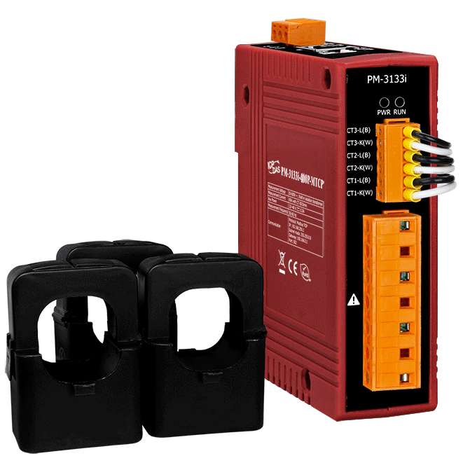 PM-3133i-400P-MTCP Modbus TCP, Isolated 3-phase power meter; includes 400A CT (Inside diameter 36 mm; wire lead 4 m) x 3