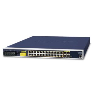 IGS-6325-24P4S Industrial L3 24-Port 10/100/1000T 802.3at PoE + 4-Port Shared 100/1000X SFP Managed Ethernet Switch (-40~75 degrees C)