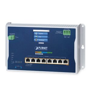 WGS-4215-8P2XV Industrial L2+ 8-Port 10/100/1000T 802.3at PoE + 2-Port 10G SFP+ Wall-mount Managed Ethernet Switch with LCD Touch Screen