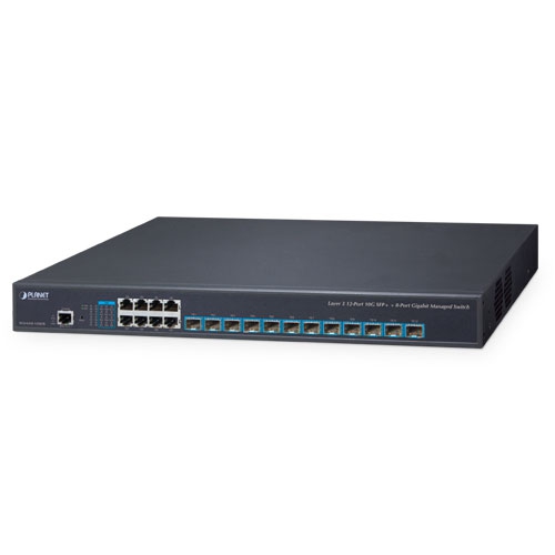 XGS-6350-12X8TR Layer 3 12-Port 10G SFP+ + 8-Port 10/100/1000T Managed Switch with Dual 100~240V AC Redundant Power