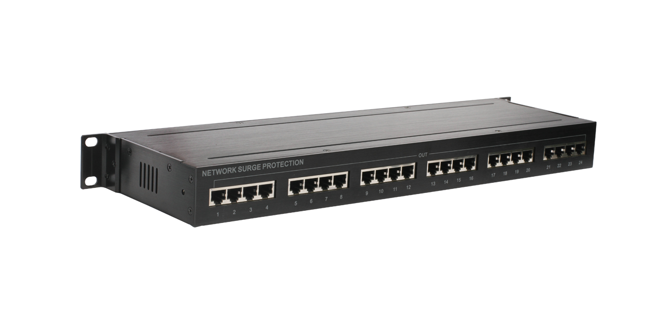 SP-005POE-RJ45/8-24 24-ch Rackmount Gigabit PoE Surge Protector